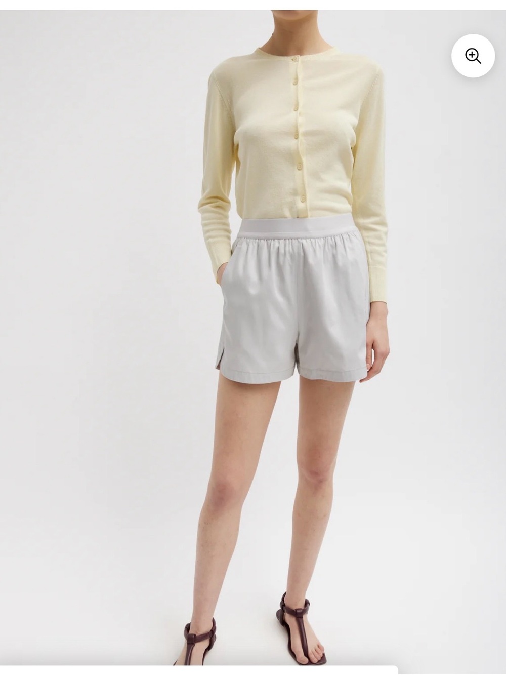 Tibi Light Gray Elastic-Waist Athletic Shorts